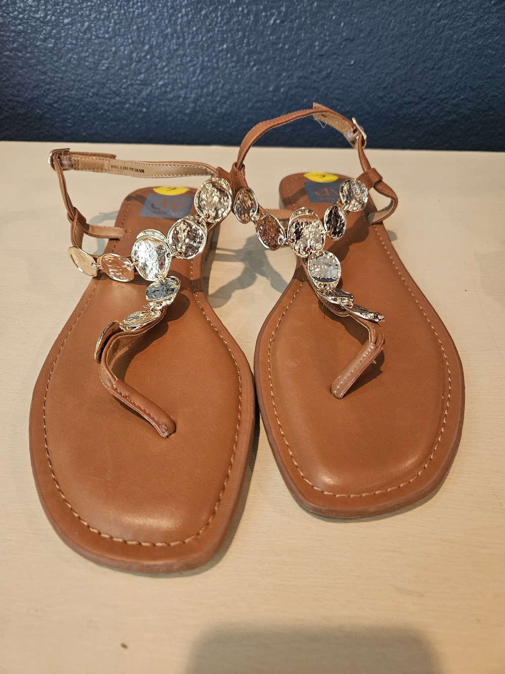 NWOB Dolce Vita Tan Jeweled T-Strap Sandals